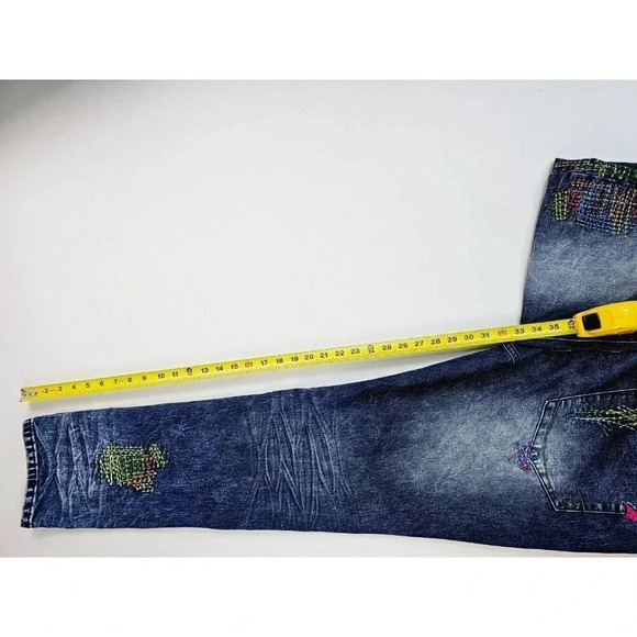 Staple Pigeon Size 40X32 Men's Factory Stich Distressed Blue Denim Logo Jeans - Picture 5 of 13